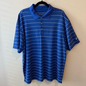Nike Golf Dri-Fit Men’s Short Sleeve Polo Shirt XL Blue Pin Stripe Athletic